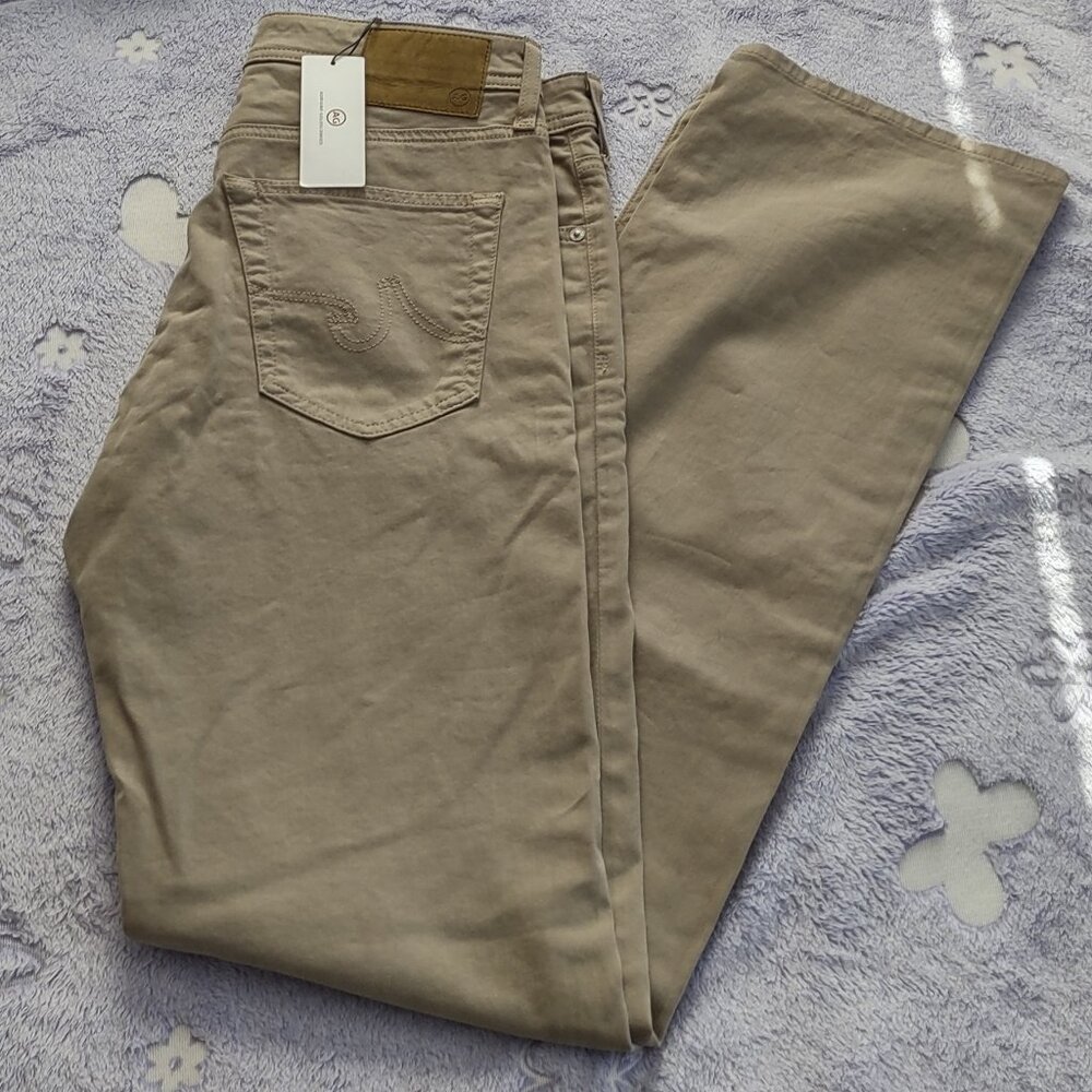 AG Adriano Goldschmied light camel colored brushed denim jeans
